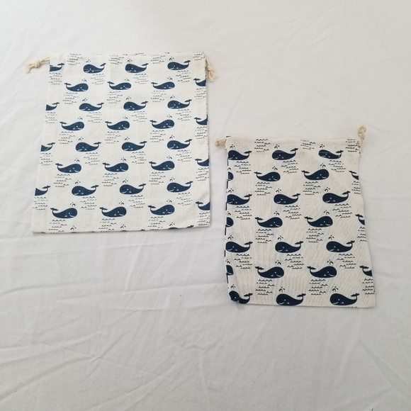 NEW BUNDLE Drawstring Bag Set of 2 Whales Small and XS - Picture 3 of 7